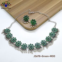 Jewels of Nepal Flower Designed Stone Studded Oxidized Necklace Set for Women