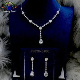 Jewels Of Nepal American Diamond Studded Minimalist Necklace Set For Women