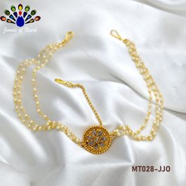Jewels of Nepal Golden Stoned  Maangtika for women