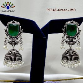 Jewels Of Nepal Replica Stone Studded Oxidized Pinjada Jhumki Earrings For Women