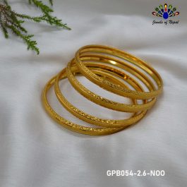 Gold Plated Self Patterned Bangles - 4 Pcs