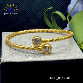 24K Gold Plated White Stone Adorned Cut Textured Adjustable Bala For Women- 1 Pc