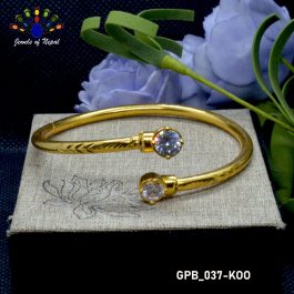24K Gold Plated White Stone Adorned Cut Textured Adjustable Bala For Women- 1 Pc