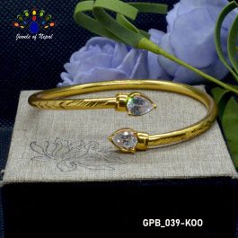 24K Gold Plated White Stone Adorned Cut Textured Adjustable Bala For Women- 1 Pc