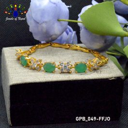 Faux Emerald Stone Studded Gold Plated Bracelet for Women