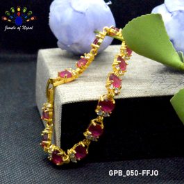 Faux Ruby Stone Studded Gold Plated Bracelet for Women