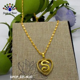 Gold Plated & Stone Studded Love Designed Alphabetic Pendant Chain For Women