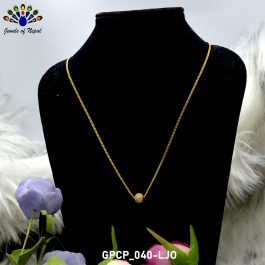 Stone Studded Gold Plated Ball Pendant Chain For Women- Jewels of Nepal