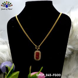 Ganesh Imprinted Stone Studded Gold Plated Chain for Unisex- Jewels of Nepal