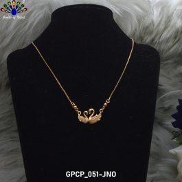 Jewels of Nepal 22K Gold Plated Double Swan Designed Stone Studded Necklace / Chain For Women