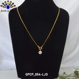 Jewels of Nepal Gold Plated Single Stoned Pendant/Locket Chain for Women