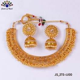 Kundan Stones Studded High Gold Plated Adjustable Necklace & Earrings Set