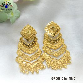 Jewels of Nepal Gold Plated Layered New Trending Designed Dangling Earrings For Women