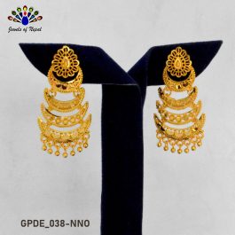 Jewels of Nepal Gold Plated Layered New Trending Floral Top Design Dangling Earrings For Women