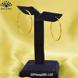 Gold Plated Cut Patterned Hoop Earrings For Women