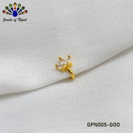Gold Plated American Diamond Stone Studded Crown Designed Clip on Nose Ring/ Nathi / Nathiya For Women- 1pc