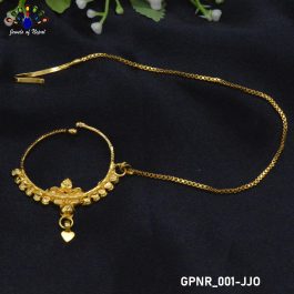 Gold Plated Bridal Nose Ring With Chain For Women