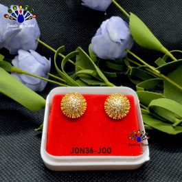 Gold Plated Stone Studded Round Ear Studs For Women