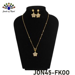 Gold Plated Stone Studded Star Designed Pendant And Earrings Set