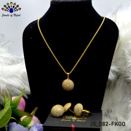 Round Designed Stone Studded Panchadhaatu Jewelry Set for Women - Jewels of Nepal