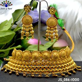 Gold Plated Choker Necklace and Earrings Set for Women