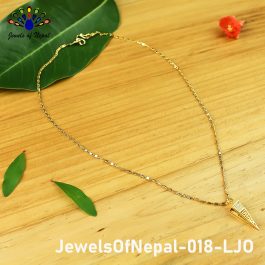 Gold Plated Tribal Patterned Cone Designed Pendant Chain For Women