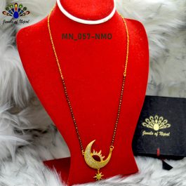 Crescent Moon & Sun Designed Star Drop Panchadhaatu Mangalsutra For Women