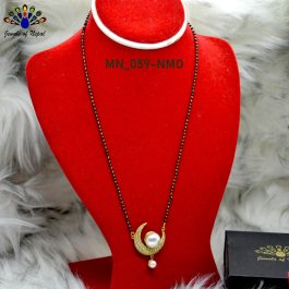 Faux Moti Adorned Crescent Moon Designed Panchadhaatu Mangalsutra For Women