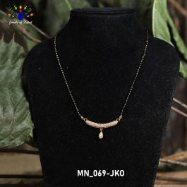 Gold Plated Stone Studded Curved Short Mangalsutra For Women
