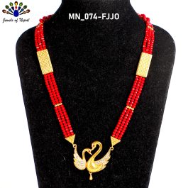Jewels of Nepal 24K Gold Plated Double Fish Designed Crystal Mangalsutra Mala For Women