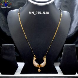Jewels of Nepal Gold Plated Double Fish Designed Stone Studded Mangalsutra For Women