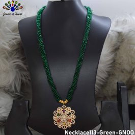 Jewels of Nepal Gold Plated Faux Navratna Beaded Locket Beaded with Hydro Crystal Beads For Women