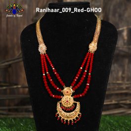 Chandbali Designed Gold Plated Faux Moti / Crystal Beaded Adjustable Ranihaar For Women