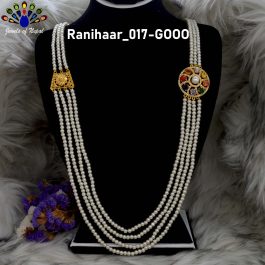 Faux Navaratna Stones & Pearl Beaded Chandra haar Necklace For Women