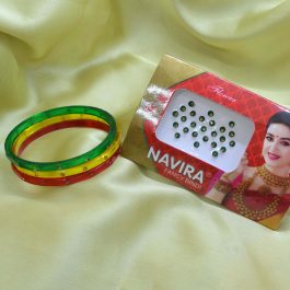 Jewels of Nepal Shrawan Special Stone Studded Plastic Bangles / Chura Combo Set for Women