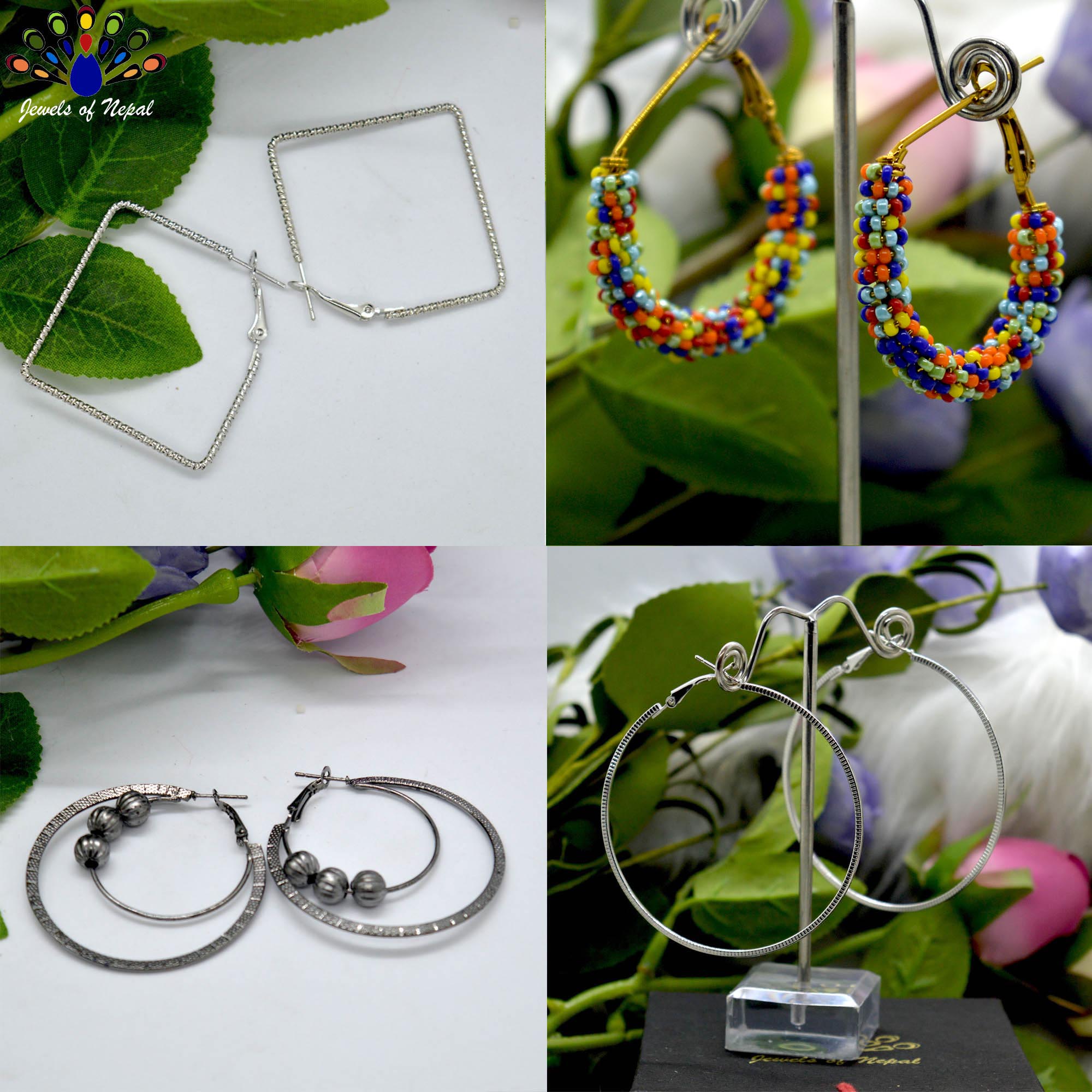 Combo Of 4 Medium Sized Hoop Earrings For Women - Image 2