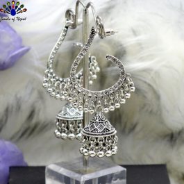 Gold/Silver Toned Stone Studded Pinjada Dangling Earrings For Women