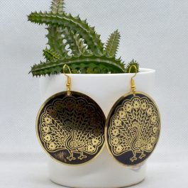 Golden Lightweight Peacock Patterned Round Earrings