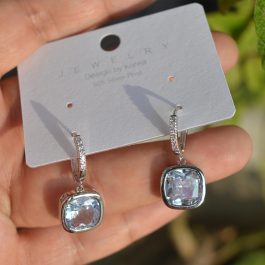 Jewels of Nepal Round CZ Stoned Drop Juli Earrings for Women