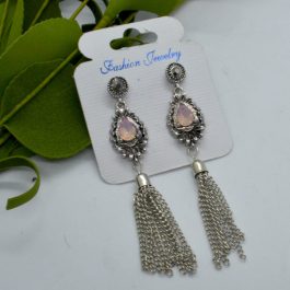 Pink Chain Drop Stone Embellished Danglers