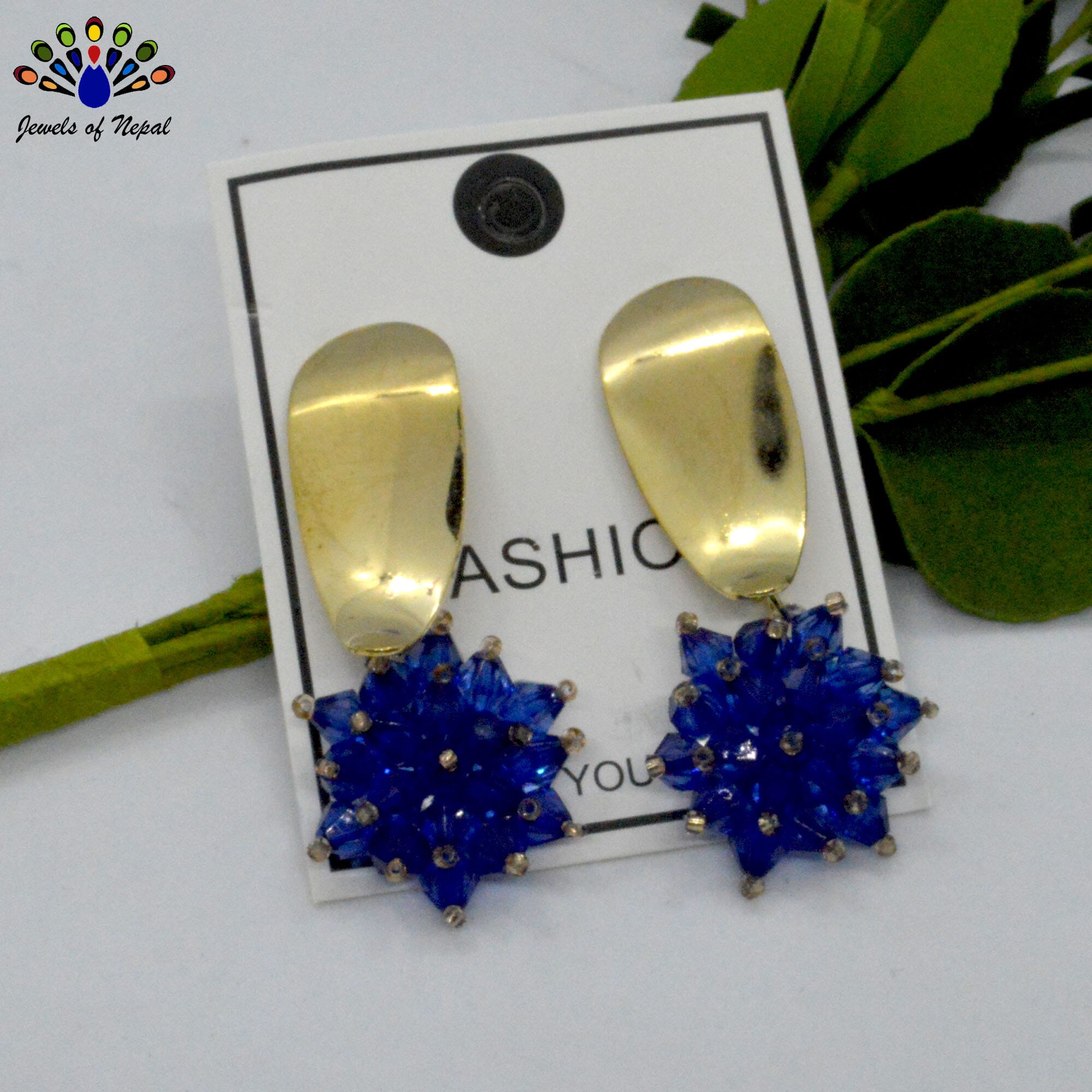Flower Designed Faux Crystal Drop Dangling Earrings - Image 3