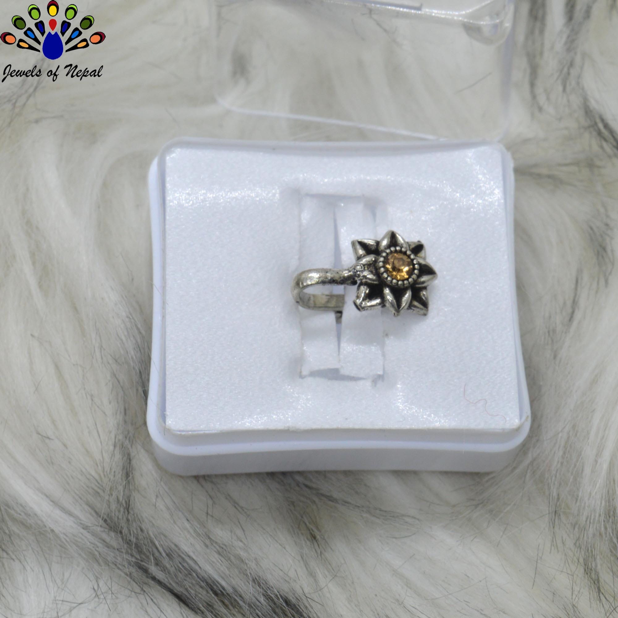 Oxidized Silver Toned Stone Clip on Nose Ring / Nathi/ Nathiya For Women- 1pc - Image 35