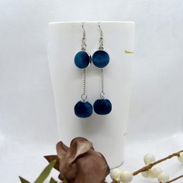 Korean Style Velvet Long Pom Drop Earrings For Women