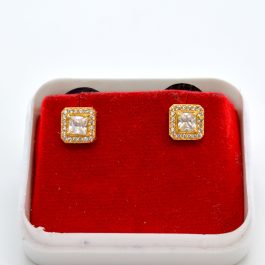 Jewels of Nepal Gold Plated Stone Studded Square Designed Ear Studs for Women