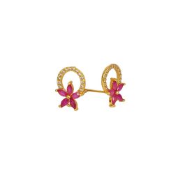 Floral Designed Stone Studded Ear Studs For Women