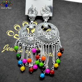 Silver/Multicolored Beads Drop Dangling Earrings by Jewels of Nepal