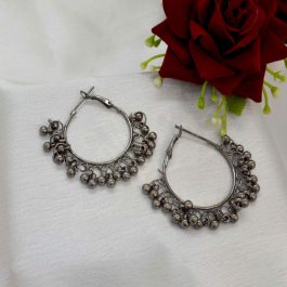 Jewels Of Nepal Gunmetal Toned Ball Drop Earrings For Women