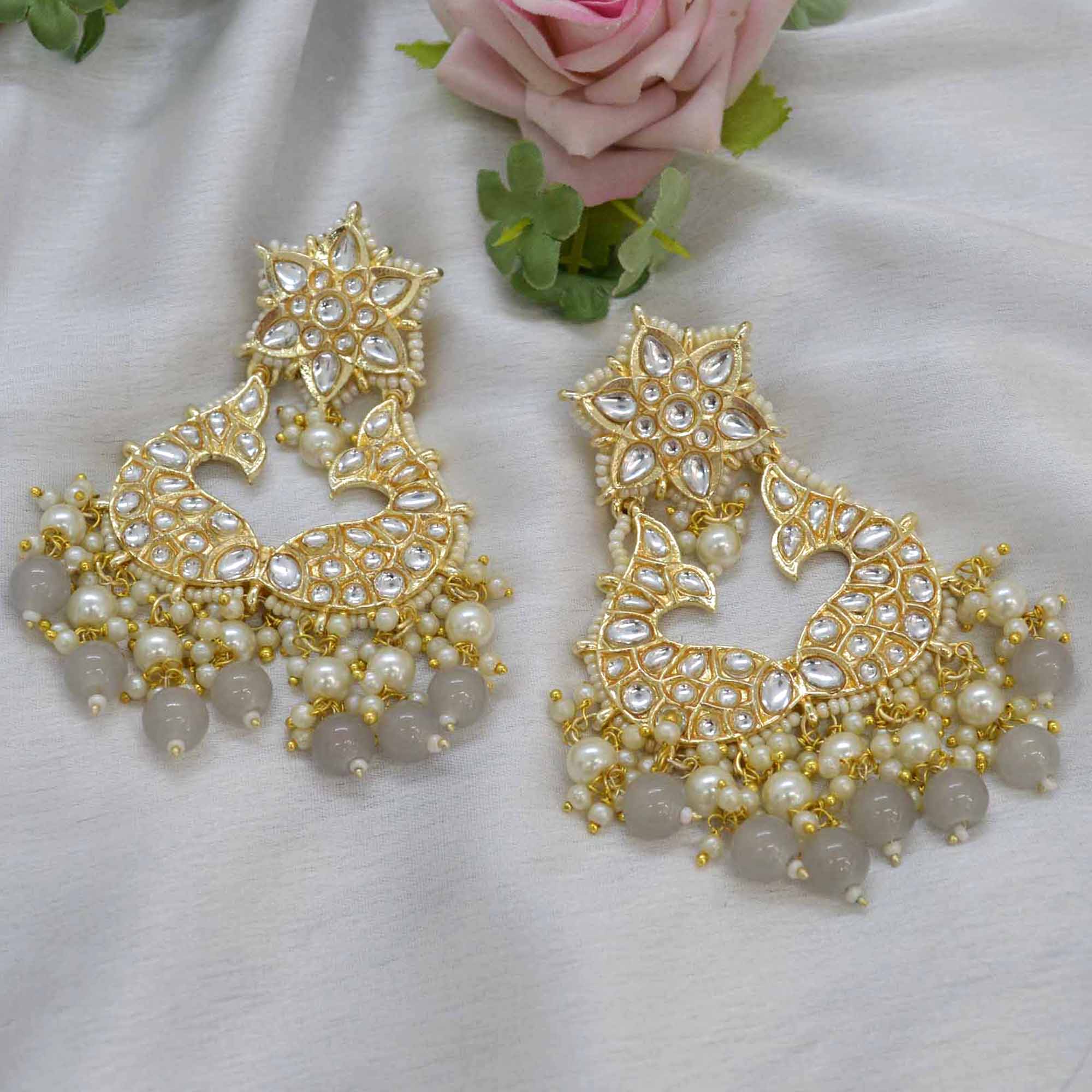 Jewels of Nepal Faux Moti & Beads Beaded Double Fish Designed Meenakari /Kundan Luxury Earrings For Women - Image 2