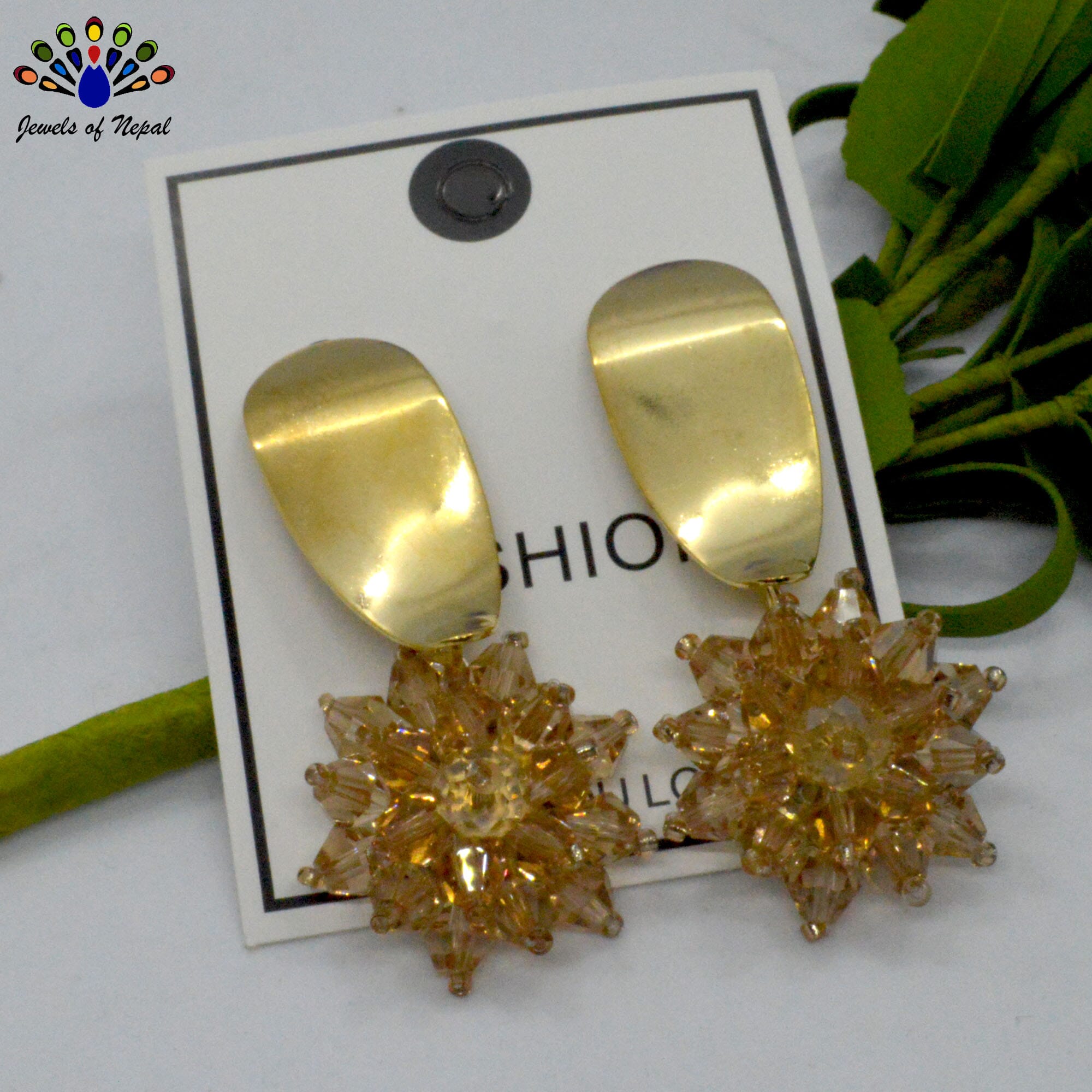 Flower Designed Faux Crystal Drop Dangling Earrings - Image 6