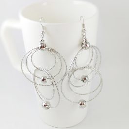 Light Silver Tone Layered Loops Metallic Danglers